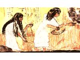 Woman gleaning after man, tomb of Ramose, Thebes.